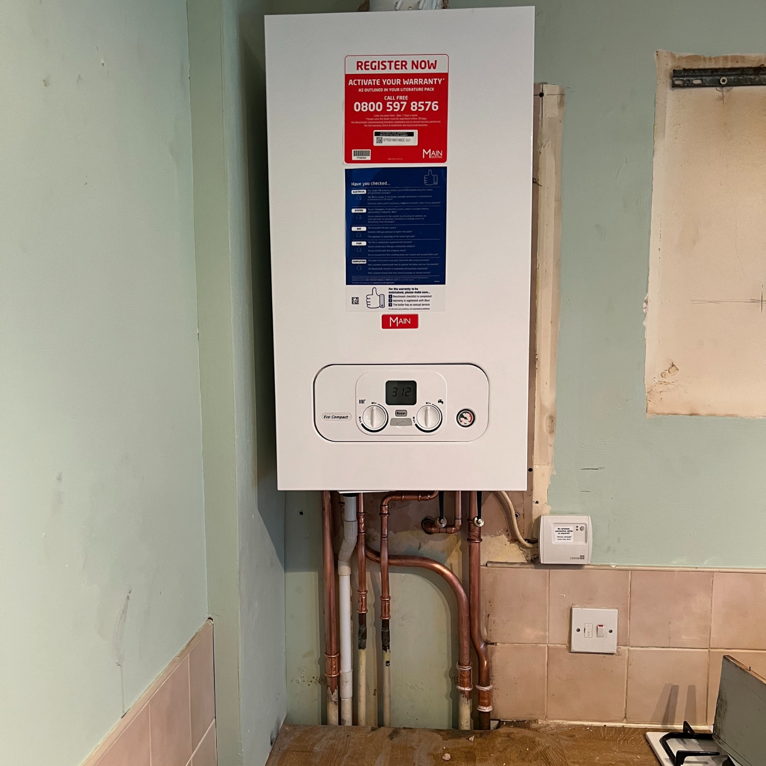boiler installation in wall