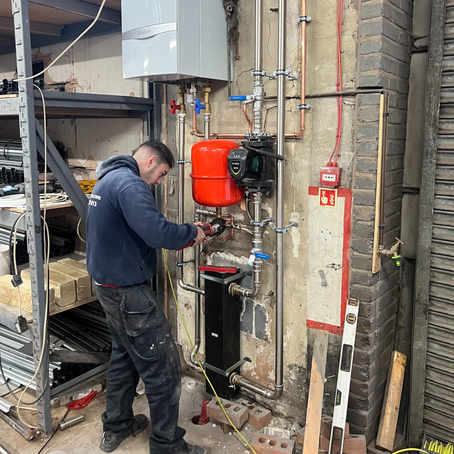 engineer working on commercial heating